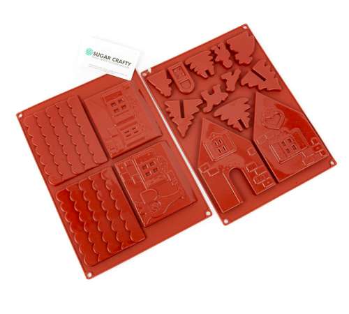 Small Gingerbread House Silicone Mould (2 piece) - Click Image to Close